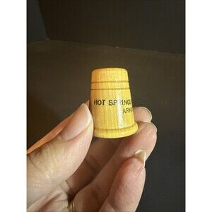 Vintage Souvenir Wood Thimble From Hot Springs National Park Arkansas
